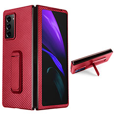 Luxus Leder Hülle Handyhülle und Kunststoff Schutzhülle Hartschalen Tasche T01 für Samsung Galaxy Z Fold2 5G Rot