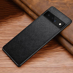 Luxus Leder Hülle Handyhülle und Kunststoff Schutzhülle Hartschalen Tasche TB1 für Google Pixel 6 Pro 5G Schwarz