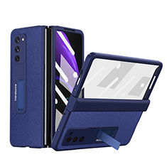 Luxus Leder Hülle Handyhülle und Kunststoff Schutzhülle Hartschalen Tasche Z06 für Samsung Galaxy Z Fold2 5G Blau
