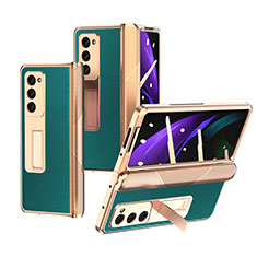 Luxus Leder Hülle Handyhülle und Kunststoff Schutzhülle Hartschalen Tasche Z09 für Samsung Galaxy Z Fold2 5G Grün