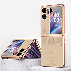 Luxus Leder Hülle Handyhülle und Kunststoff Schutzhülle Hartschalen Tasche ZL1 für Oppo Find N2 Flip 5G Gold