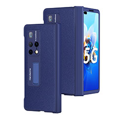 Luxus Leder Hülle Handyhülle und Kunststoff Schutzhülle Hartschalen Tasche ZL13 für Huawei Mate X2 Blau