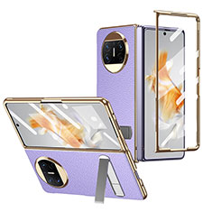 Luxus Leder Hülle Handyhülle und Kunststoff Schutzhülle Hartschalen Tasche ZL2 für Huawei Mate X3 Violett