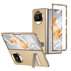 Luxus Leder Hülle Handyhülle und Kunststoff Schutzhülle Hartschalen Tasche ZL2 für Huawei Mate X5 Gold