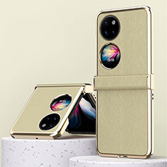 Luxus Leder Hülle Handyhülle und Kunststoff Schutzhülle Hartschalen Tasche ZL2 für Huawei P50 Pocket Gold