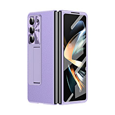 Luxus Leder Hülle Handyhülle und Kunststoff Schutzhülle Hartschalen Tasche ZL2 für Samsung Galaxy Z Fold5 5G Violett