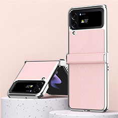 Luxus Leder Hülle Handyhülle und Kunststoff Schutzhülle Hartschalen Tasche ZL3 für Samsung Galaxy Z Flip4 5G Rosegold