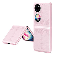 Luxus Leder Hülle Handyhülle und Kunststoff Schutzhülle Hartschalen Tasche ZL4 für Huawei P60 Pocket Rosegold