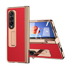 Luxus Leder Hülle Handyhülle und Kunststoff Schutzhülle Hartschalen Tasche ZL6 für Samsung Galaxy Z Fold3 5G Rot