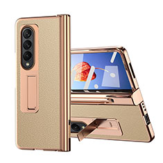 Luxus Leder Hülle Handyhülle und Kunststoff Schutzhülle Hartschalen Tasche ZL6 für Samsung Galaxy Z Fold4 5G Gold