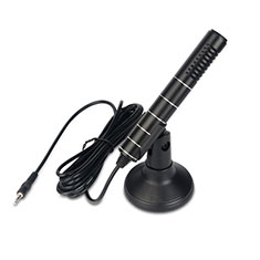 Mini-Stereo-Mikrofon Mic 3.5 mm Klinkenbuchse Mit Stand K02 für Handy Zubehoer Kfz Ladekabel Schwarz