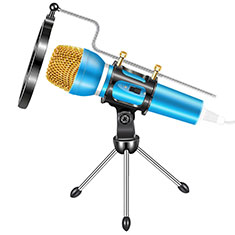 Mini-Stereo-Mikrofon Mic 3.5 mm Klinkenbuchse Mit Stand M03 für Asus Zenfone 7 ZS670KS Blau