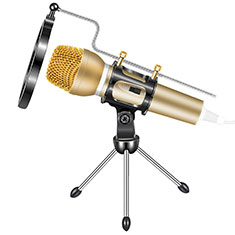 Mini-Stereo-Mikrofon Mic 3.5 mm Klinkenbuchse Mit Stand M03 für Handy Zubehoer Kfz Ladekabel Gold