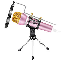 Mini-Stereo-Mikrofon Mic 3.5 mm Klinkenbuchse Mit Stand M03 für Handy Zubehoer Kfz Ladekabel Rosa