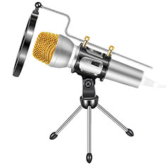 Mini-Stereo-Mikrofon Mic 3.5 mm Klinkenbuchse Mit Stand M03 für Vivo Iqoo Neo7 Se 5G Silber