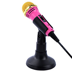 Mini-Stereo-Mikrofon Mic 3.5 mm Klinkenbuchse Mit Stand M07 für Handy Zubehoer Kfz Ladekabel Rosa