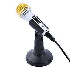 Mini-Stereo-Mikrofon Mic 3.5 mm Klinkenbuchse Mit Stand M07 für Handy Zubehoer Kfz Ladekabel Weiß