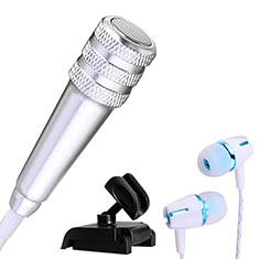 Mini-Stereo-Mikrofon Mic 3.5 mm Klinkenbuchse Mit Stand M08 für Asus Zenfone 7 ZS670KS Silber