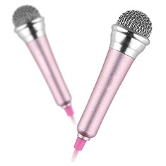 Mini-Stereo-Mikrofon Mic 3.5 mm Klinkenbuchse Mit Stand M12 für Asus Zenfone 7 ZS670KS Rosa