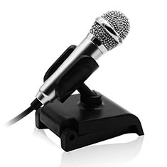 Mini-Stereo-Mikrofon Mic 3.5 mm Klinkenbuchse Mit Stand für Asus Zenfone 7 ZS670KS Silber