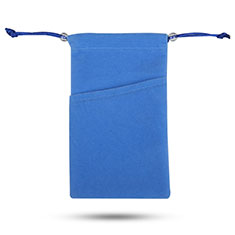Samtbeutel Säckchen Samt Handy Tasche Universal für Sharp Aquos Sense4 Basic Blau