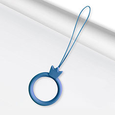 Schlüsselband Schlüsselbänder Schlüsselanhänger mit Fingerring R07 für Huawei Wim Lite 4G Blau