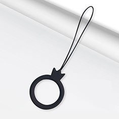 Schlüsselband Schlüsselbänder Schlüsselanhänger mit Fingerring R07 für Samsung Galaxy A8+ A8 2018 Duos A730f Schwarz