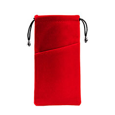 Schmuckbeutel Schwarz Samtbeutel Geschenktasche Universal K02 für Oppo A96 4G Rot