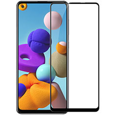 Schutzfolie Full Coverage Displayschutzfolie Panzerfolie Gehärtetes Glas Glasfolie Skins zum Aufkleben Panzerglas für Samsung Galaxy A21s Schwarz