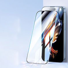 Schutzfolie Full Coverage Displayschutzfolie Panzerfolie Gehärtetes Glas Glasfolie Skins zum Aufkleben Panzerglas U02 für Apple iPhone 15 Pro Schwarz