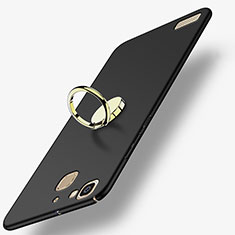 Schutzhülle Kunststoff Tasche Matt mit Fingerring Ständer A02 für Huawei P8 Lite Smart Schwarz