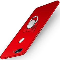 Schutzhülle Kunststoff Tasche Matt mit Fingerring Ständer A04 für Huawei Nova 2 Plus Rot