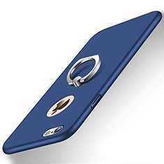 Schutzhülle Kunststoff Tasche Matt mit Fingerring Ständer für Apple iPhone 6S Blau