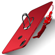 Schutzhülle Kunststoff Tasche Matt mit Fingerring Ständer und Lanyard für Huawei P20 Lite Rot