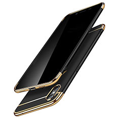 Schutzhülle Luxus Metall Rahmen und Kunststoff C01 für Apple iPhone X Schwarz
