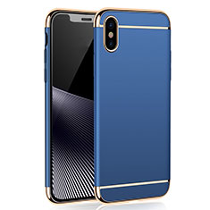 Schutzhülle Luxus Metall Rahmen und Kunststoff M01 für Apple iPhone X Blau