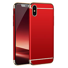 Schutzhülle Luxus Metall Rahmen und Kunststoff M01 für Apple iPhone X Rot