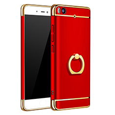 Schutzhülle Luxus Metall Rahmen und Kunststoff mit Fingerring Ständer für Xiaomi Mi 5S Rot