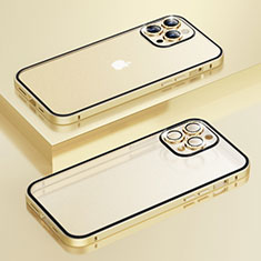 Schutzhülle Luxus Metall Rahmen und Kunststoff Schutzhülle Tasche Bling-Bling LF1 für Apple iPhone 13 Pro Gold