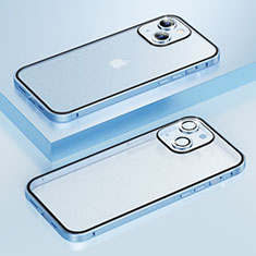 Schutzhülle Luxus Metall Rahmen und Kunststoff Schutzhülle Tasche Bling-Bling LF1 für Apple iPhone 14 Blau