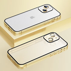 Schutzhülle Luxus Metall Rahmen und Kunststoff Schutzhülle Tasche Bling-Bling LF1 für Apple iPhone 14 Gold