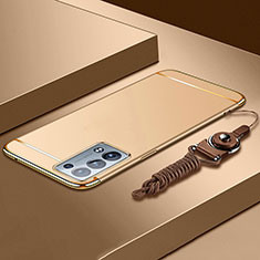 Schutzhülle Luxus Metall Rahmen und Kunststoff Schutzhülle Tasche für Oppo Reno6 Pro+ Plus 5G Gold