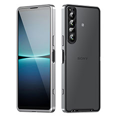 Schutzhülle Luxus Metall Rahmen und Kunststoff Schutzhülle Tasche für Sony Xperia 1 IV SO-51C Silber