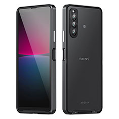 Schutzhülle Luxus Metall Rahmen und Kunststoff Schutzhülle Tasche für Sony Xperia 10 IV Schwarz