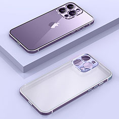 Schutzhülle Luxus Metall Rahmen und Kunststoff Schutzhülle Tasche JB1 für Apple iPhone 13 Pro Violett