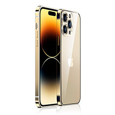 Schutzhülle Luxus Metall Rahmen und Kunststoff Schutzhülle Tasche JB1 für Apple iPhone 14 Pro Gold