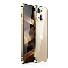 Schutzhülle Luxus Metall Rahmen und Kunststoff Schutzhülle Tasche JB1 für Apple iPhone 15 Gold