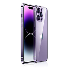 Schutzhülle Luxus Metall Rahmen und Kunststoff Schutzhülle Tasche JB1 für Apple iPhone 15 Pro Max Violett