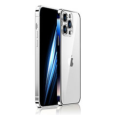 Schutzhülle Luxus Metall Rahmen und Kunststoff Schutzhülle Tasche JB2 für Apple iPhone 13 Pro Max Silber