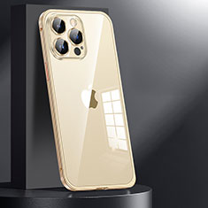 Schutzhülle Luxus Metall Rahmen und Kunststoff Schutzhülle Tasche JL1 für Apple iPhone 14 Pro Max Gold